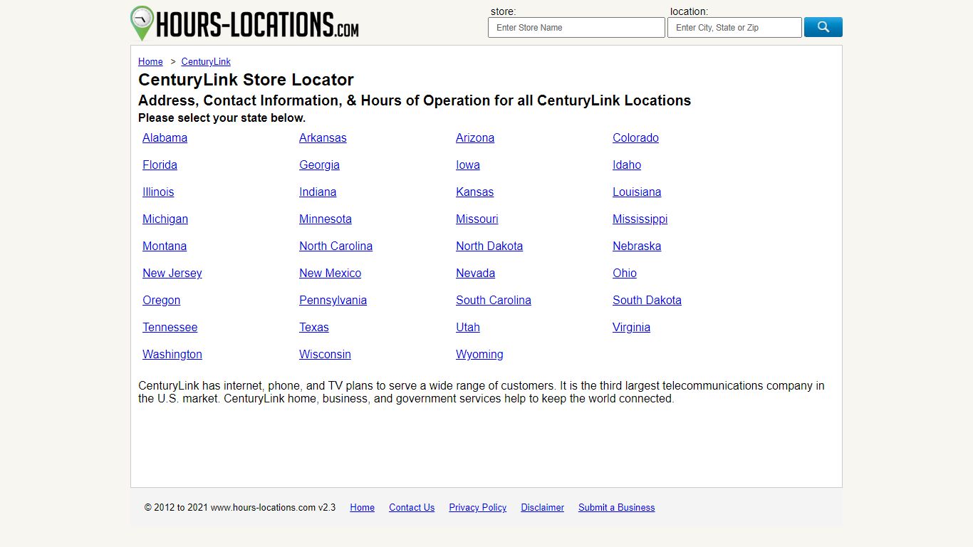 CenturyLink Store Locator: Hours, and Addresses Near You